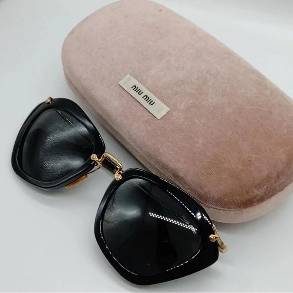 Miu Miu  Black and Gold Sunglasses - Picture 8 of 8